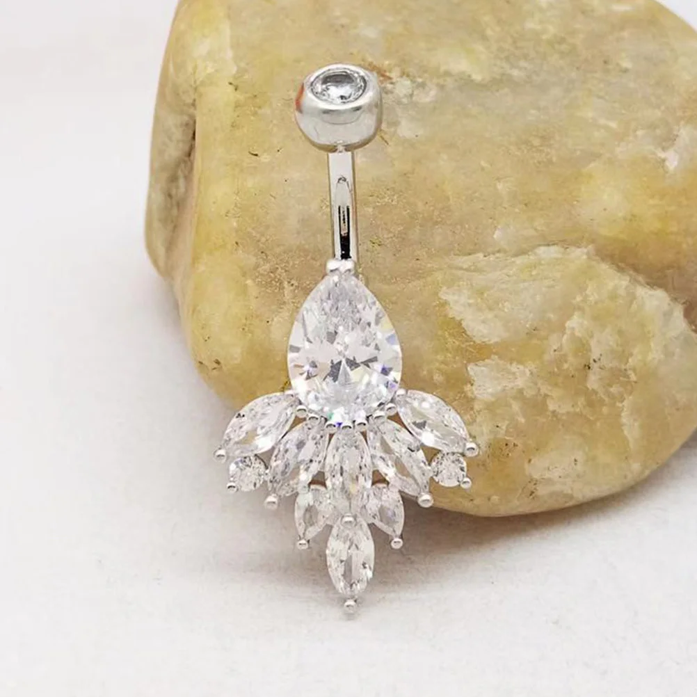 

2Pcs Rhinestone Belly Rings Crystal Navel Jewelry Party Dance Nightclub Body Piercing Decoration Bellybuttons Ring