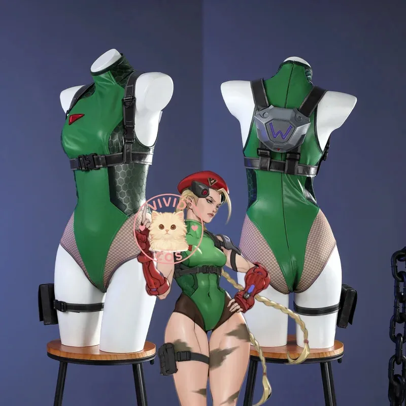 

Top Game Widow Cosplay Costume Anime Cammy RPG Outfits Green Jumpsuit for Women Comic Con Halloween Party Outfit;2,c'4,h.