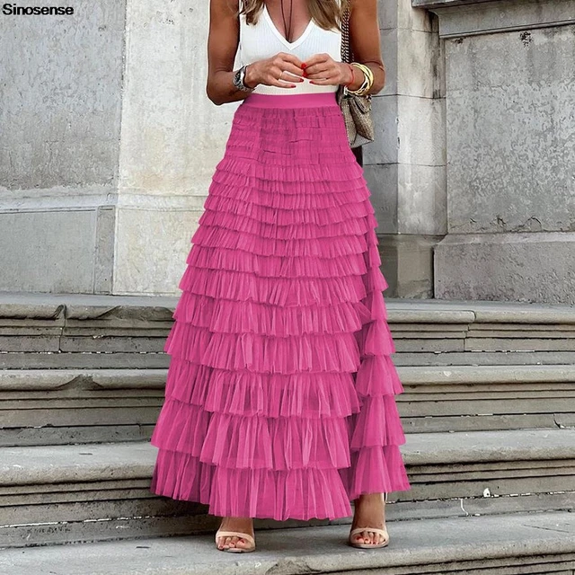 Women s Tulle Maxi Skirt Layered High Waist A Line Puffy Mesh Tutu Skirt Elegant Long Night Club Evening Cocktail Party Skirts AliExpress 200000345