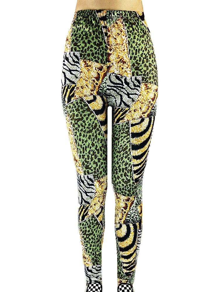 CUHAKCI Sexy Leggings Women Green Yellow Leopard Printed Leggins Fashion Push Up Fitness Pants Gym Sports Hot Sale High Waist