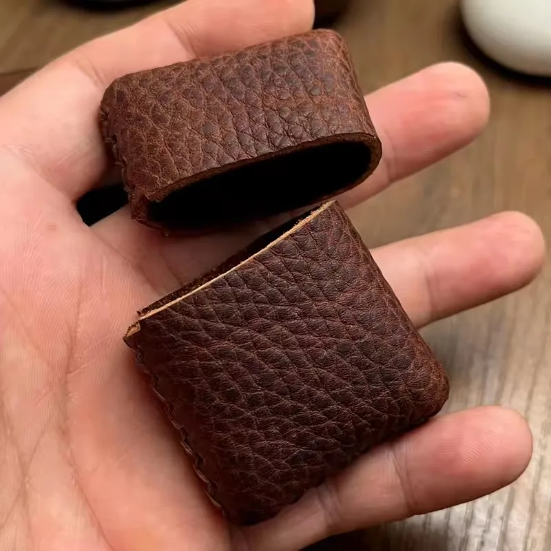 Minimalist Leather Lighter Protective Sleeve: Genuine Cowhide Case for Zippo Lighters & Standard Pocket Lighters view 6
