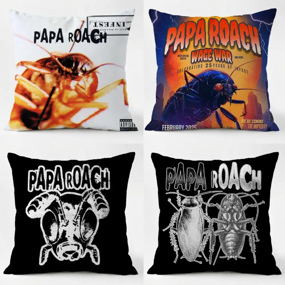 Band P-Papa R-Roach Cushion Cover Daily Washable Linen Pillowcase Soft  for Sofa Bed Home Room Decor