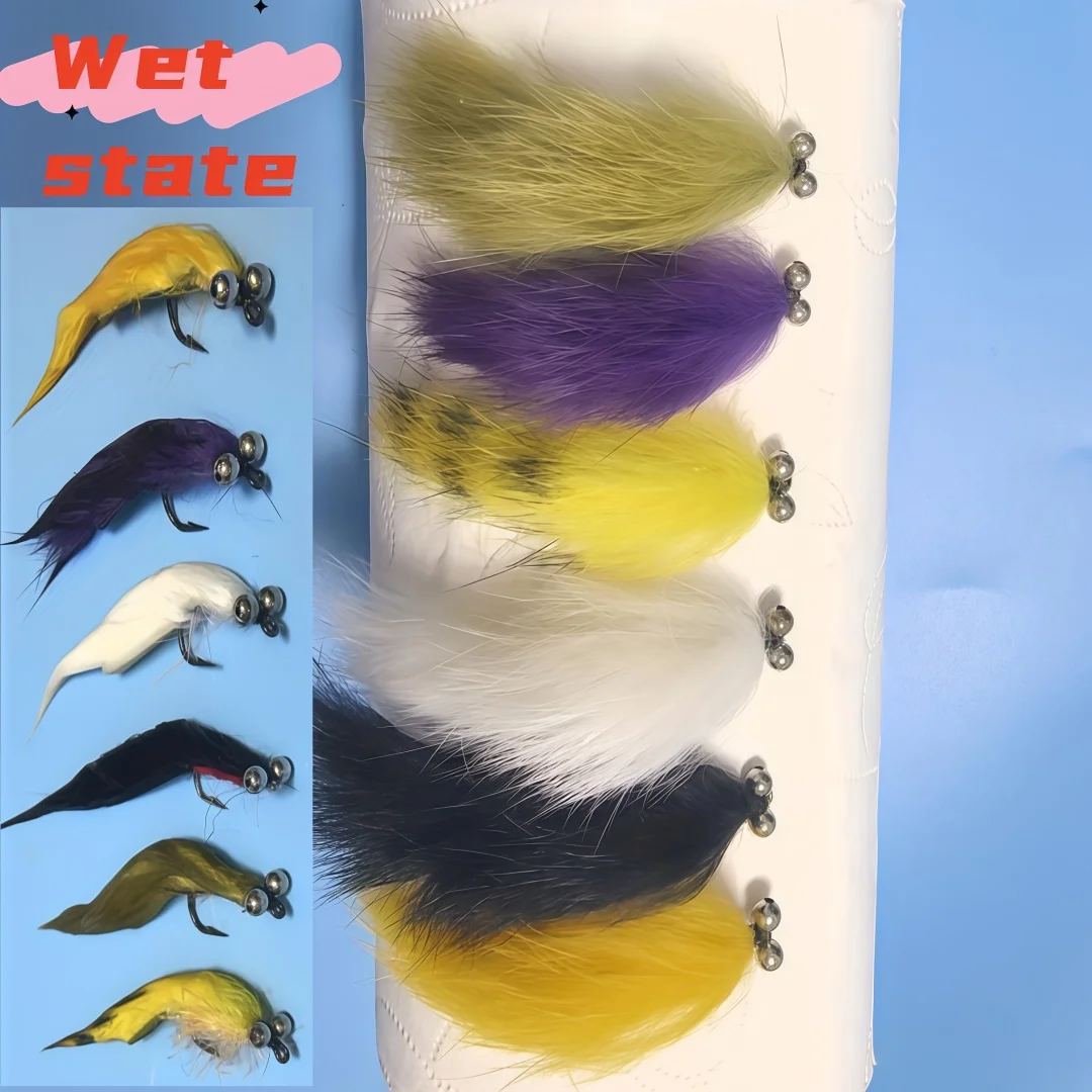 5 Stück Zonker Streamer Fliegen mit 3D-Augen, Angelköder für Barsch, Forelle, Lachs, Salzwasser- und Süßwasser-Kunstköder zum Fliegenfischen – Detail 4