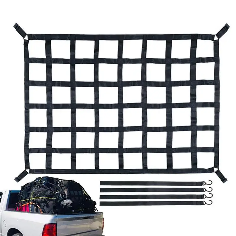 

Car Trunk Rooftop Net Heavy Duty Cargo Net Grid Mesh Roof Rack Net Interior Ceiling Cargo For Pickup Truck Bed And SUV Roof