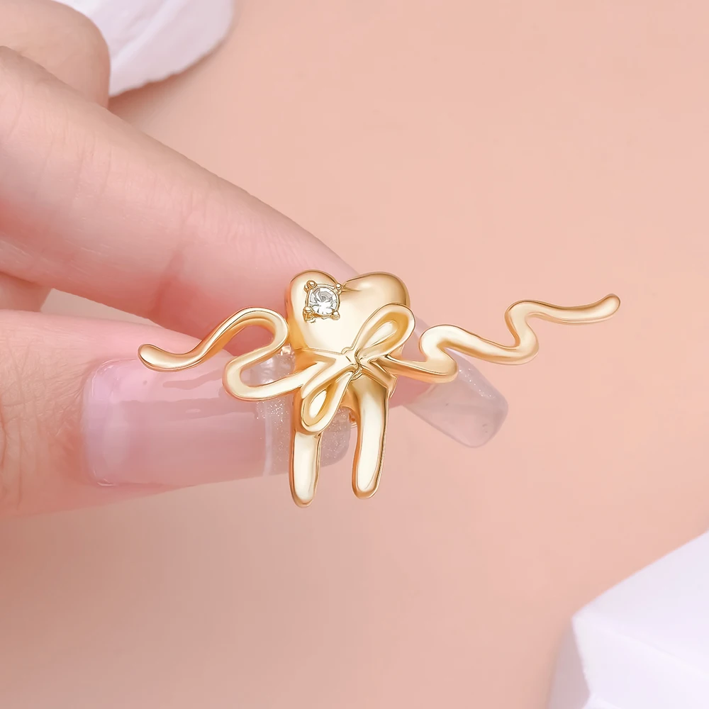 New Dental Ribbon Tooth Brooch Pin Medical Dentist Doctor Nurse Lapel With Crystal Teeth Badge Jewelry Gifts