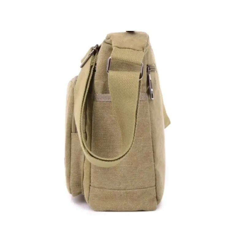 Torba na ramię typu crossbody z płótna dla kobiet i mężczyzn, retro, prosta, modna, wielowarstwowa, kwadratowa. — zdjęcie 4