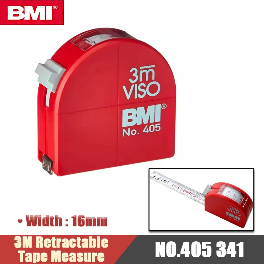 BMI 3M Retractable Tape Measure 16mm-width Self-Locking Precision Stainless Steel Measuring Tools NO.405 341