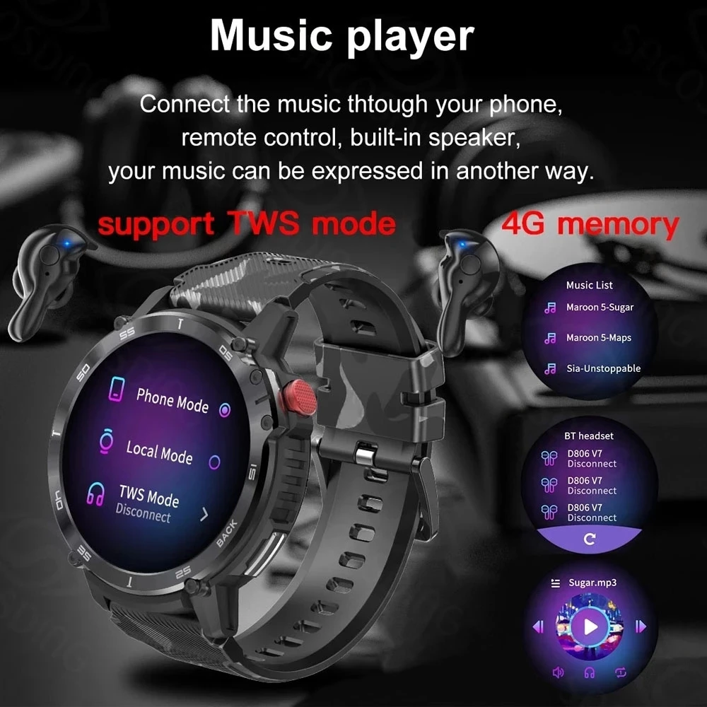2023 4G ROM 1G RAM New Smart Watch Men Display Voice Calling Sports Watches Local Music Playback IP68 Waterproof Smartwatch Men