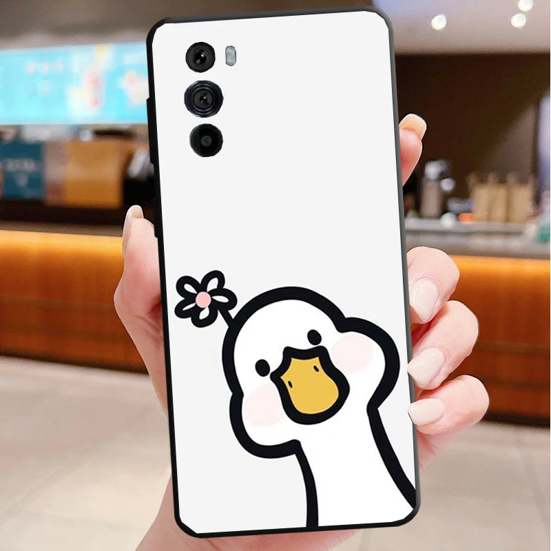 Cute Cartoon Goose Duck Phone Case For Motorola Edge 50 40 Pro 50 40 30 Ultra Neo Fusion Moto G Play G Stylus G Power G 5G