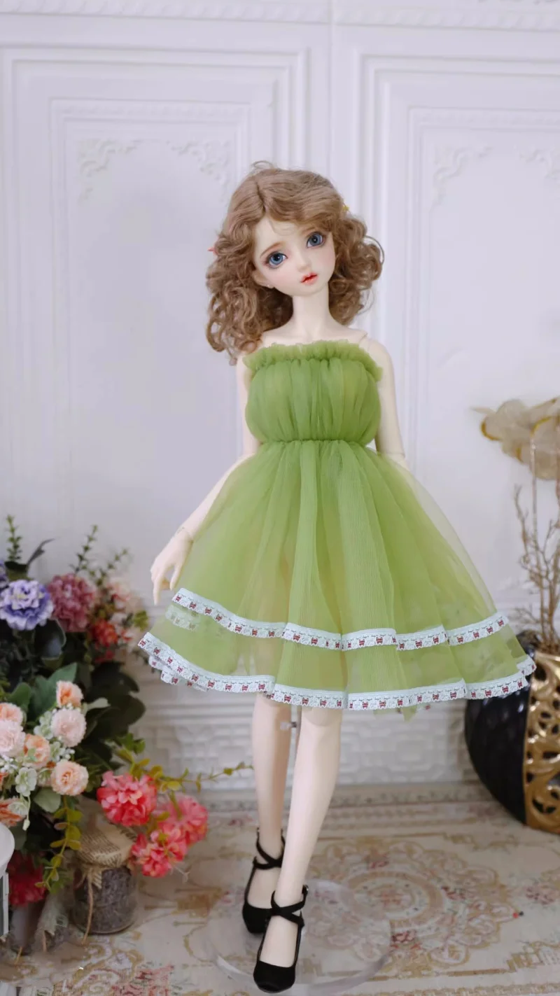 bjd doll clothes fit into 1/3 size light green chesty Fairy Puffy Fairy gauze dress doll accessories