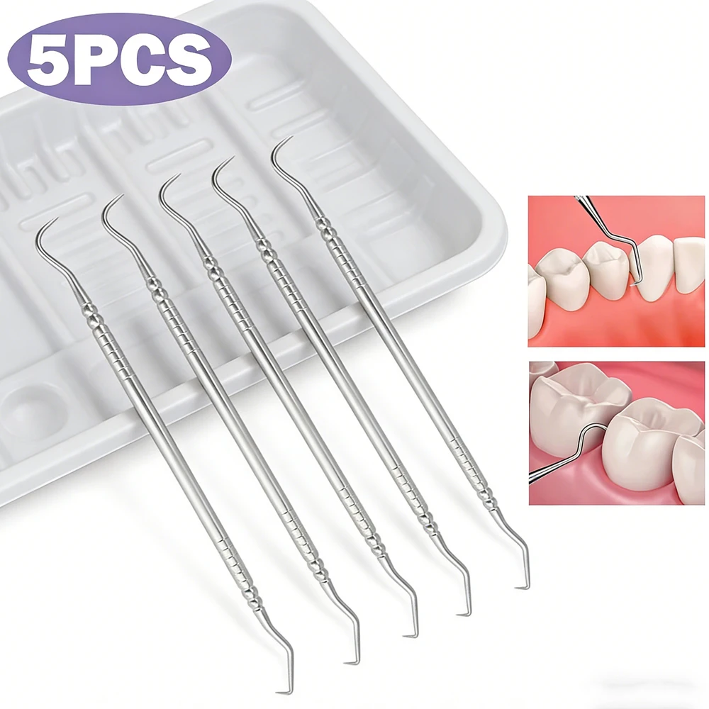 

5 Pack Double Ended Dental Explorer Probe Teeth Cleaning Hygiene Hook Pick Tool for Dentist Oral Care Exam and Diagnosis Kit