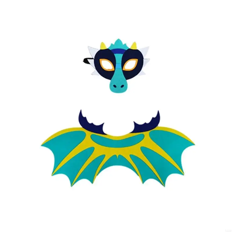 N58F Kid Dragon Mask Wing Cloak Trẻ Trang phục khủng long Bộ mặt nạ áo choàng khủng long