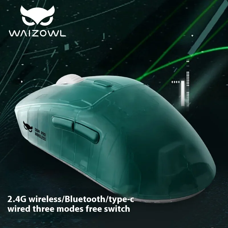 WAIZOWL OGM Pro Wireless Bluetooth Mouse Three Mode 2.4G Wired 26000DPI 68g TTC 80m Gaming Mice Rechargeable For Windows Mac