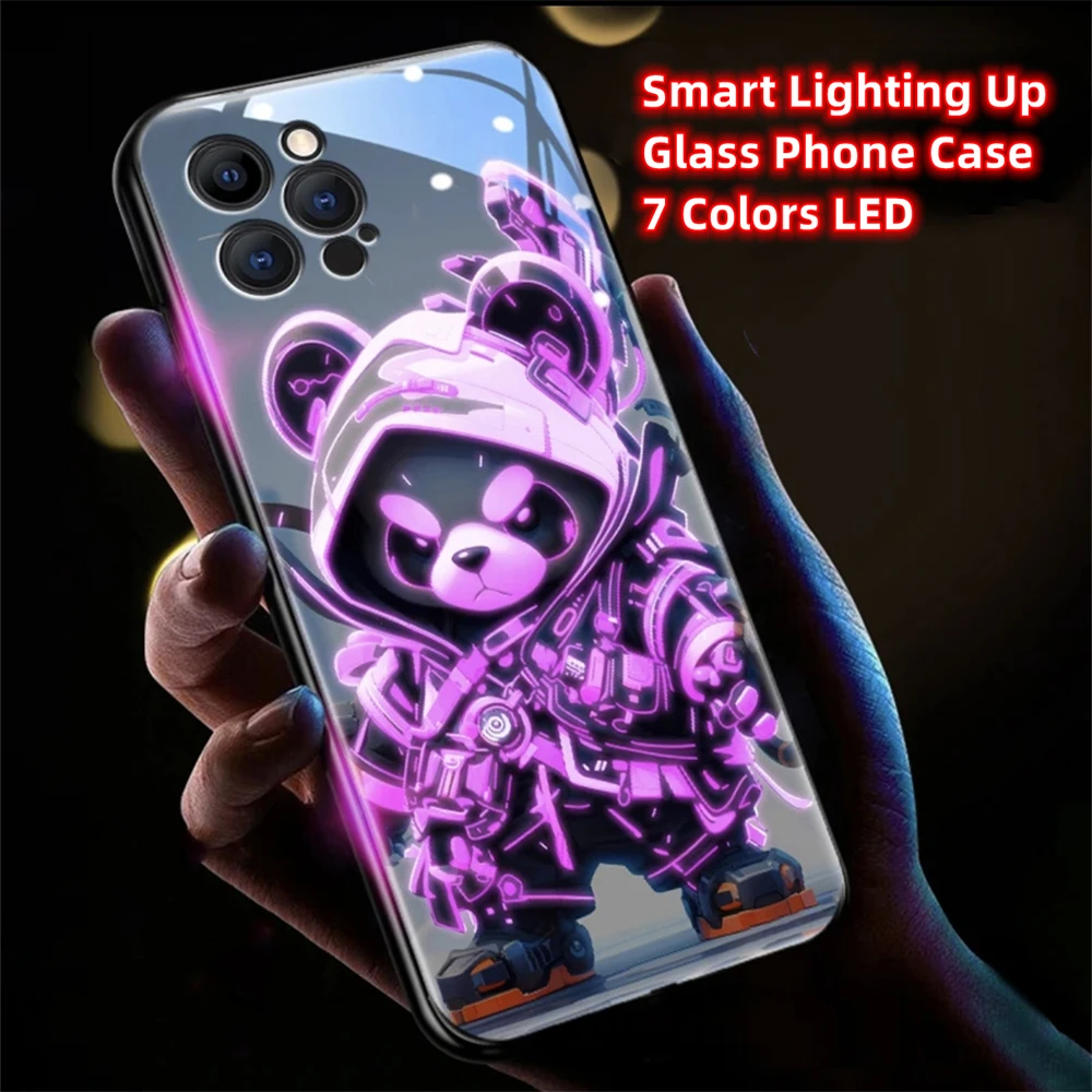 Laser-Panzer-Mech-Muster LED-Licht Leuchtende Handyhülle Glitzer-Cover für iPhone Air 17 16 E 15 14 13 12 11 Pro Max Plus – Detail 11