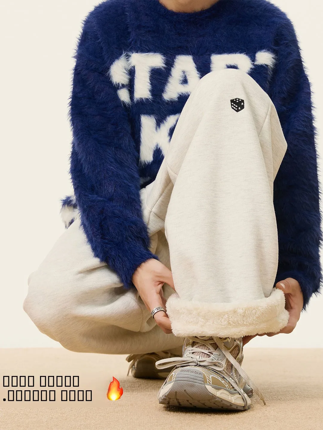 

Lamb Velvet Fce Lined Straight Leg Cotton Pants Men's Northeast Outdoor Cold Resistant Warm Loose Thi Wide Leg Trousers