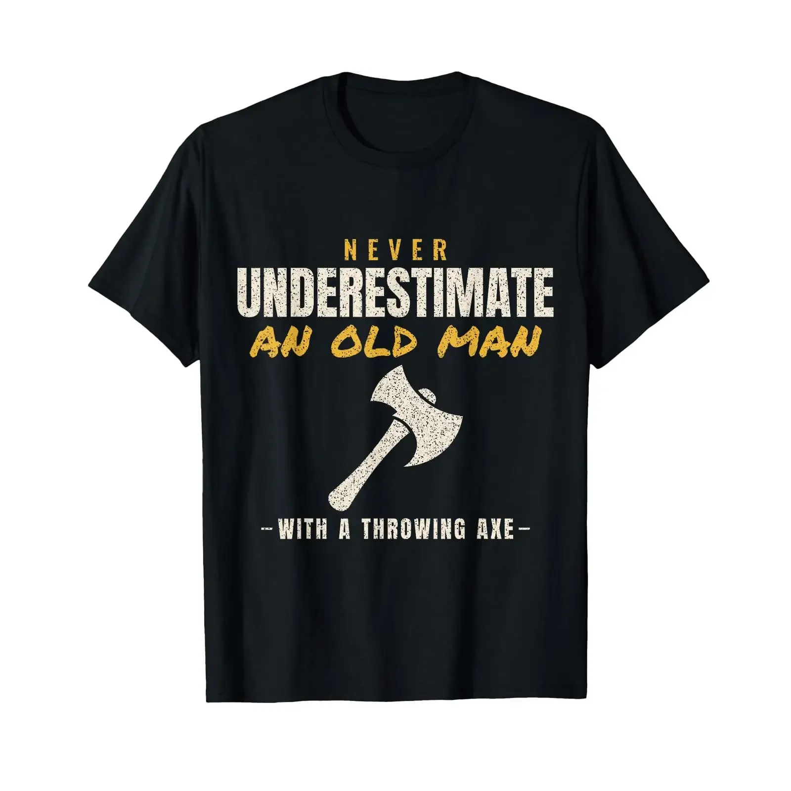 Axt werfen Never Underestimate An Old Man Bullseye T Shirt vintage Washed Unisex streetwear Stretched Top For Everyday Wear