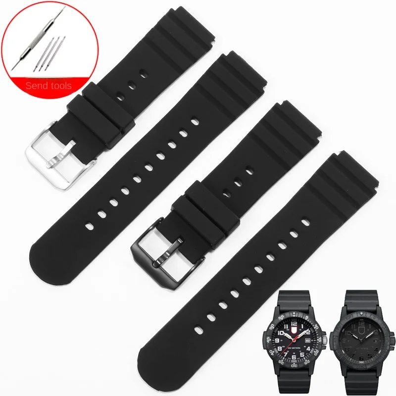 

Replacement Strap Fit Diving 0321 3001 Black Convex Silicone Watch Band 21mm