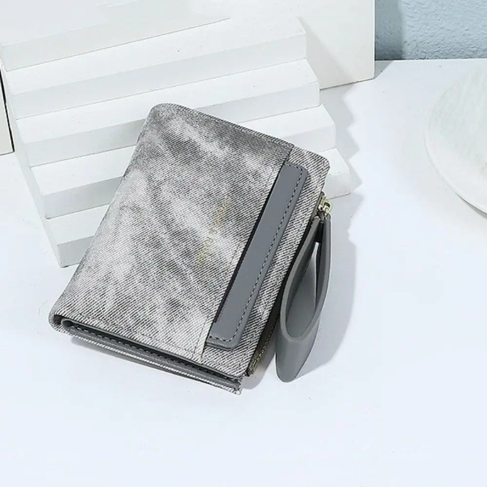 Versatile Solid Color Folding Wallet Multiple Card Classic Women Short Wallet Anti-Splash Water Korean Style PU Card Bag Dating