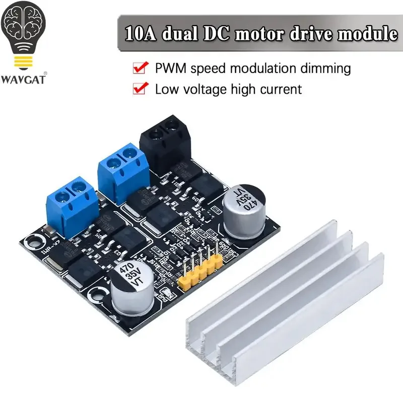

10A dual DC motor drive module forward and reverse PWM speed regulation dimming 3-18v low voltage high current