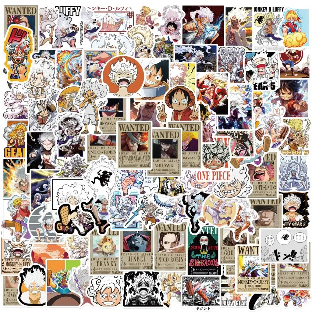 100PCS Anime Luffy Gear 5 One Piece Cartoon Graffiti Stickers Laptop Phone Guitar Notebook Suitcase Waterproof Sticker Kids Toy