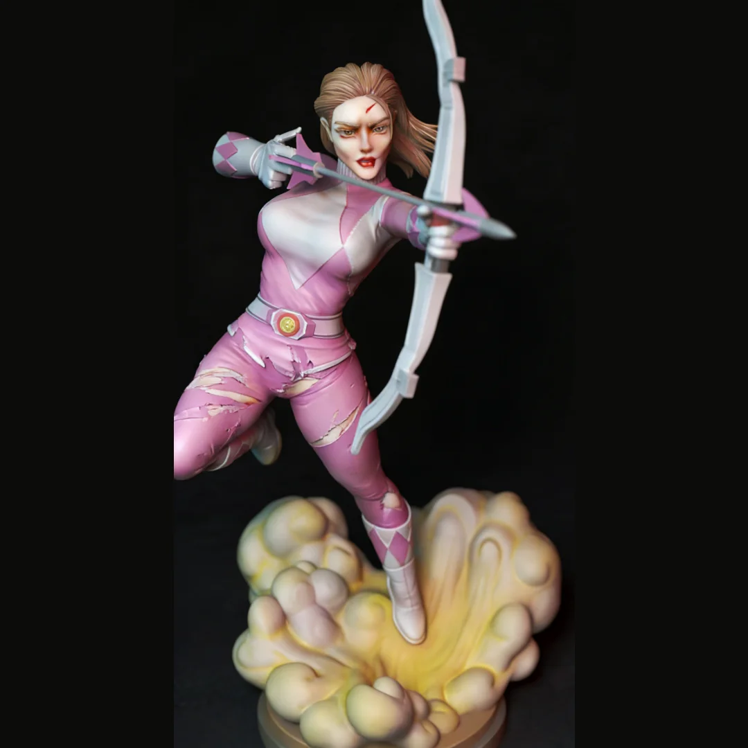 Resin Model Figure, 1/24 Scale Pink Ranger, GK, Unassembled and Unpainted Kit, 3D DIY Toy