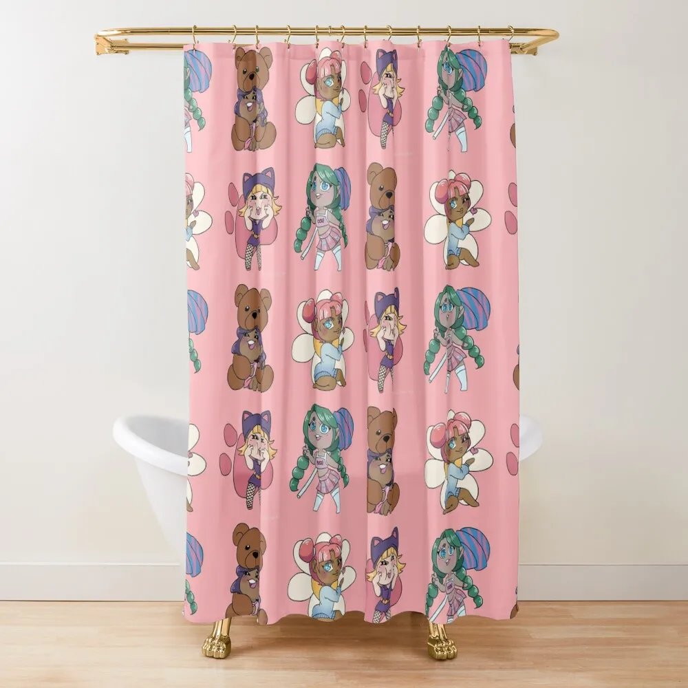 

Chibi cuties in Pink Shower Curtain Cute Shower Luxury Bathroom For Shower Anti-Mold Waterproof Curtain