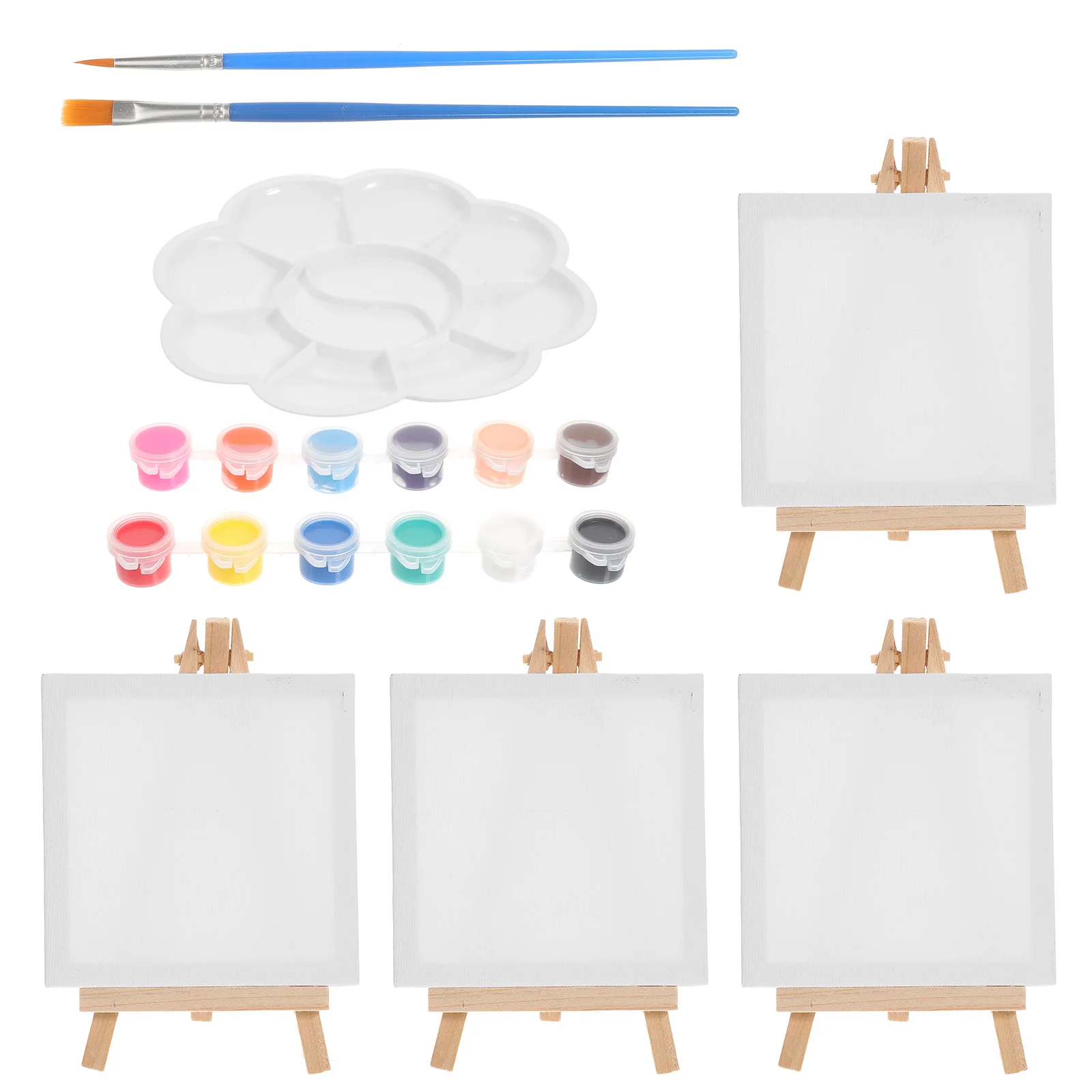 

Mini Easel Canvas Paint Frame Kit for Adults Kids Party Desktop Child Oil Painting Art Set Round Edges Safe Surface Blank Design