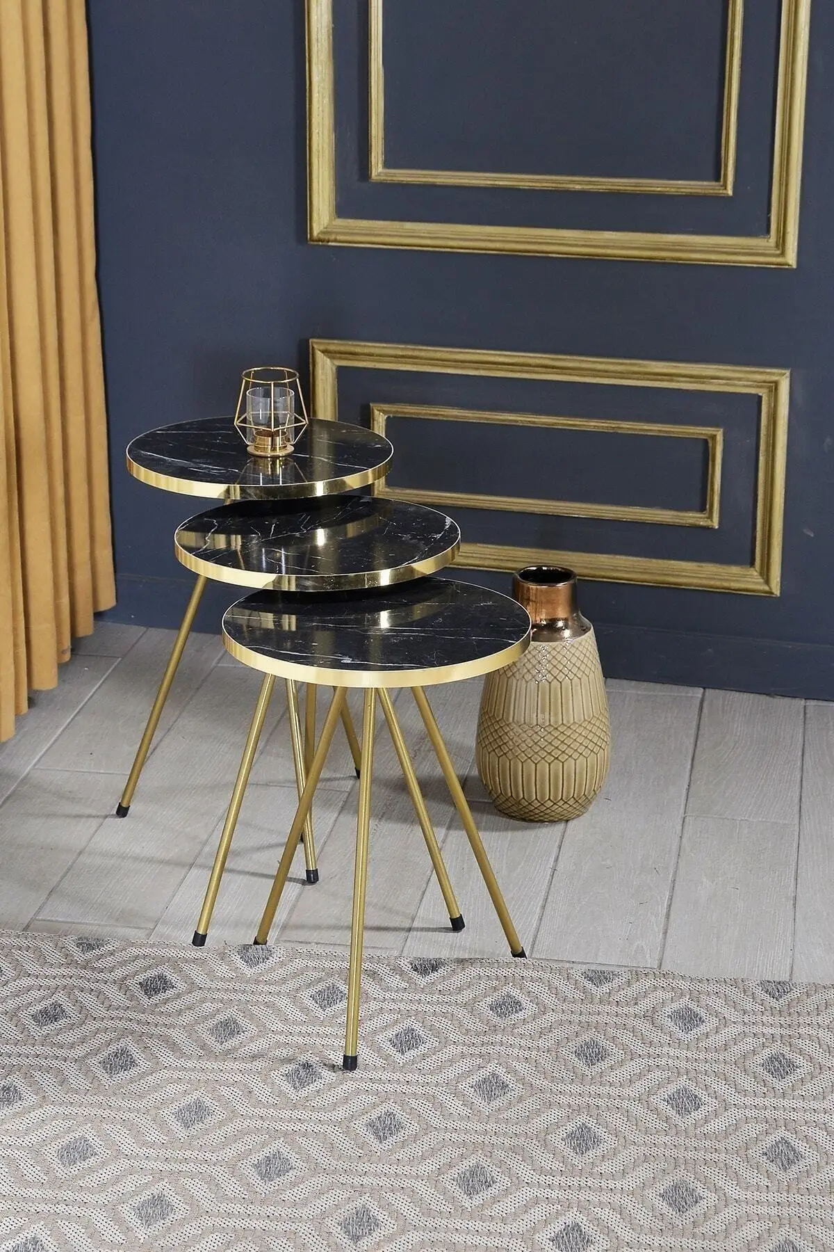 Nesting Table 3 Gold Metal Leg Bendir Gold European Coffee Table Modern Stylish Side Low Sofa Coffee Table