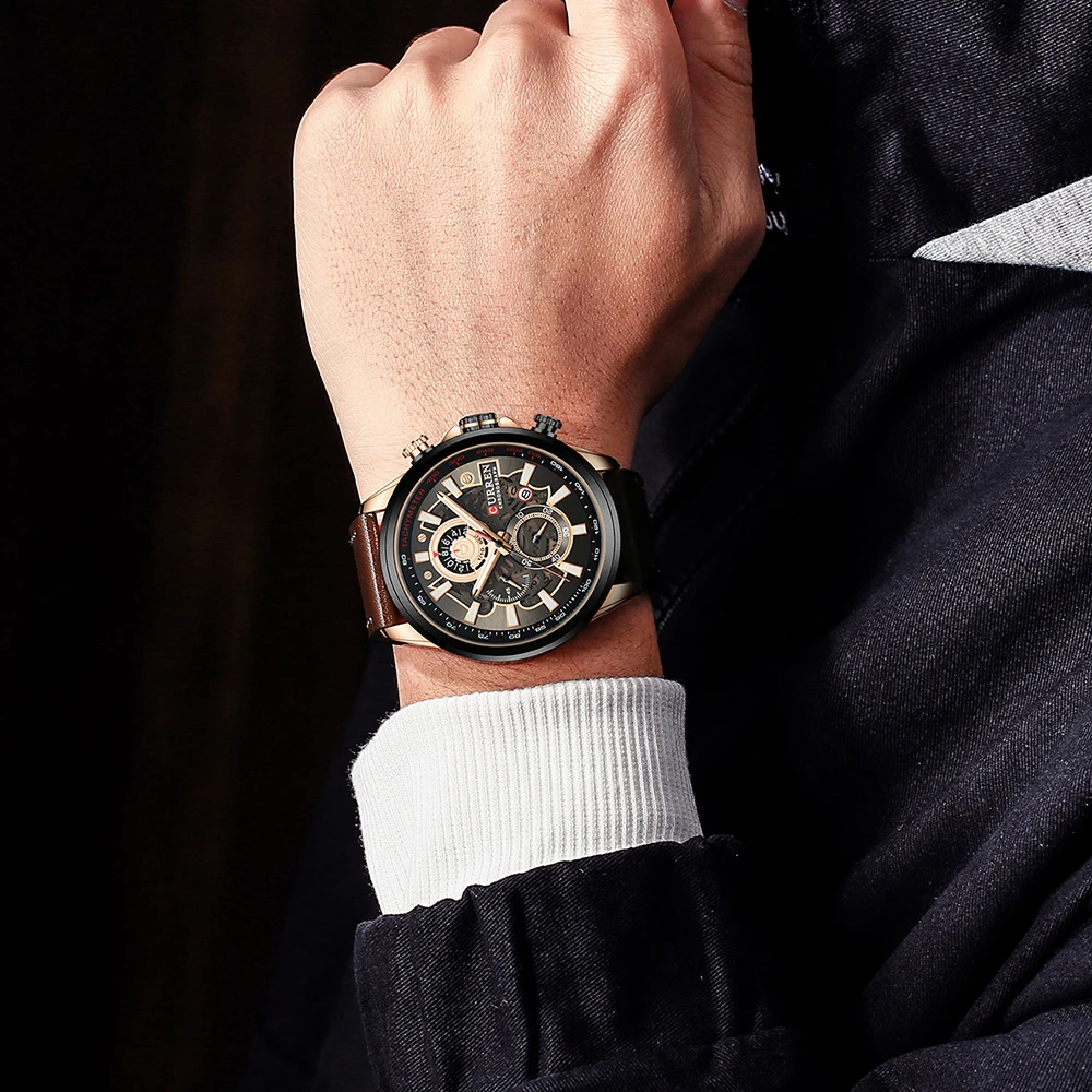 CURREN Uhr für Männer Top Marke Luxus Lederband Quarz Wasserdichte Armbanduhr Mode Lässig Sport Uhr Business Datum Uhr – Detail 17