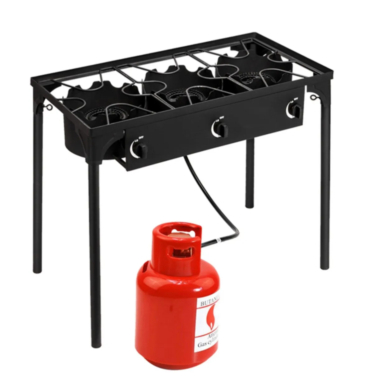 

3 Burner Propane Gas Stove for Outdoor Cooking, 225,000 BTU Camping Cooker with Removable Legs