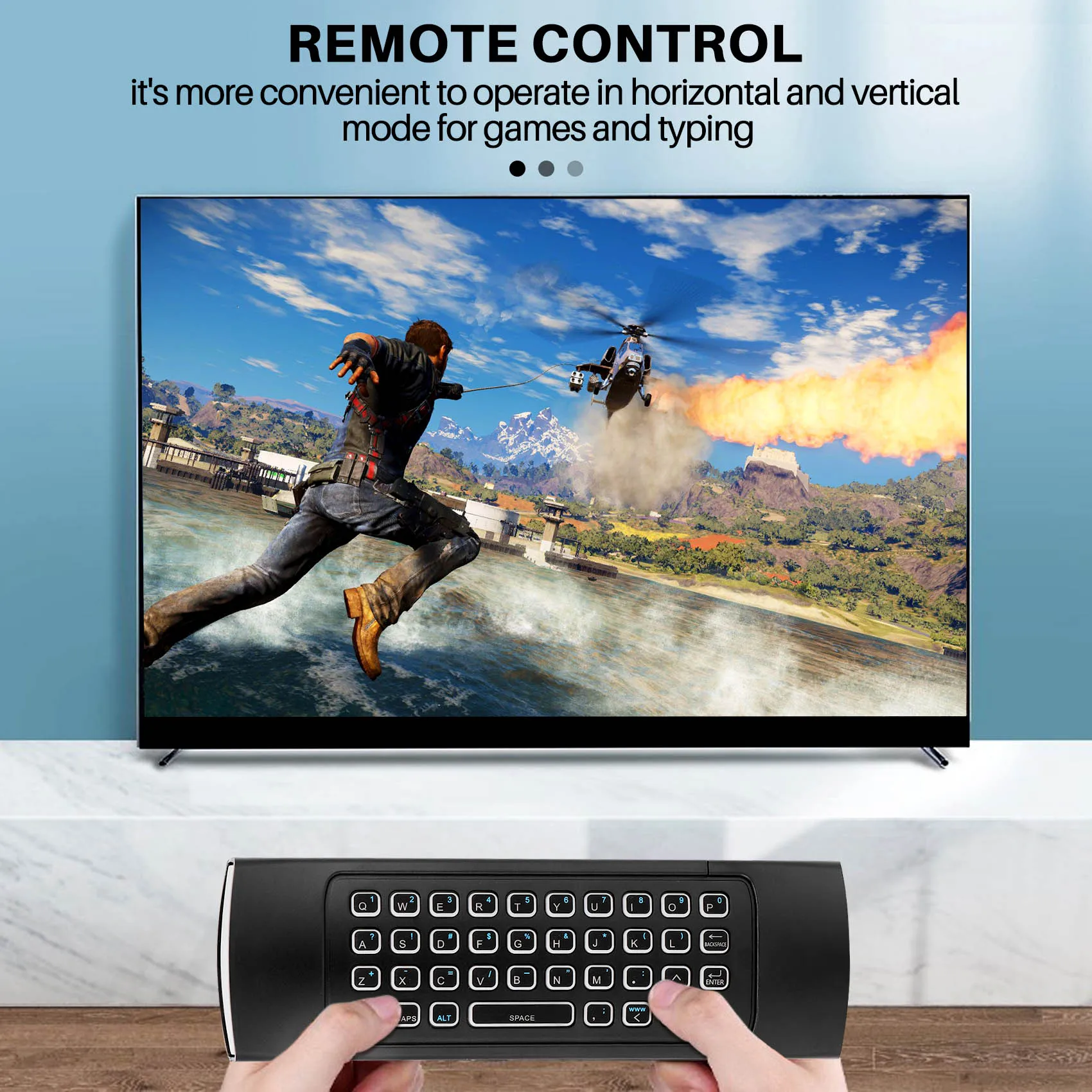 ABUOAir Mouse for Android Tv Box, Mini Wireless Keyboard Air Remote Mouse Control with RGB Backlit MX3 Pro IR Learning