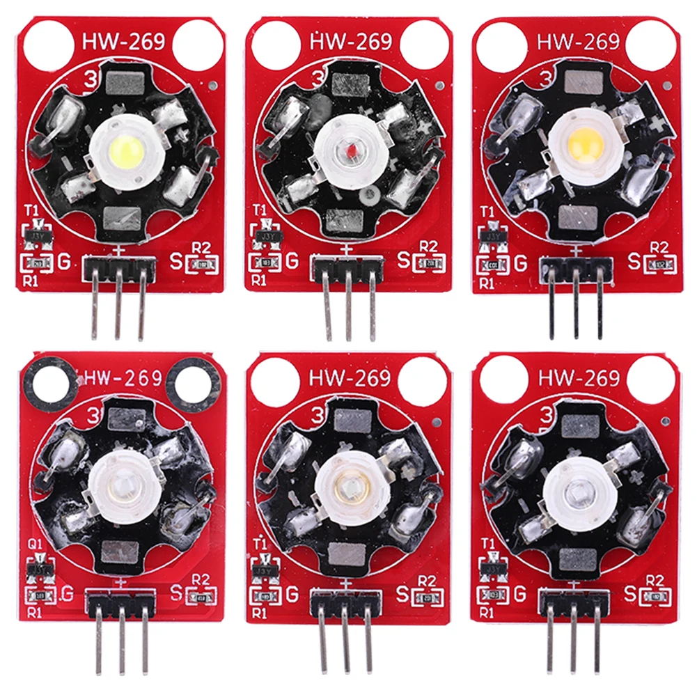 3W LED Module Board White/Red/Yellow/Blue/Green/Purple High Power DIY LED Module with PCB Chassis for Arduino