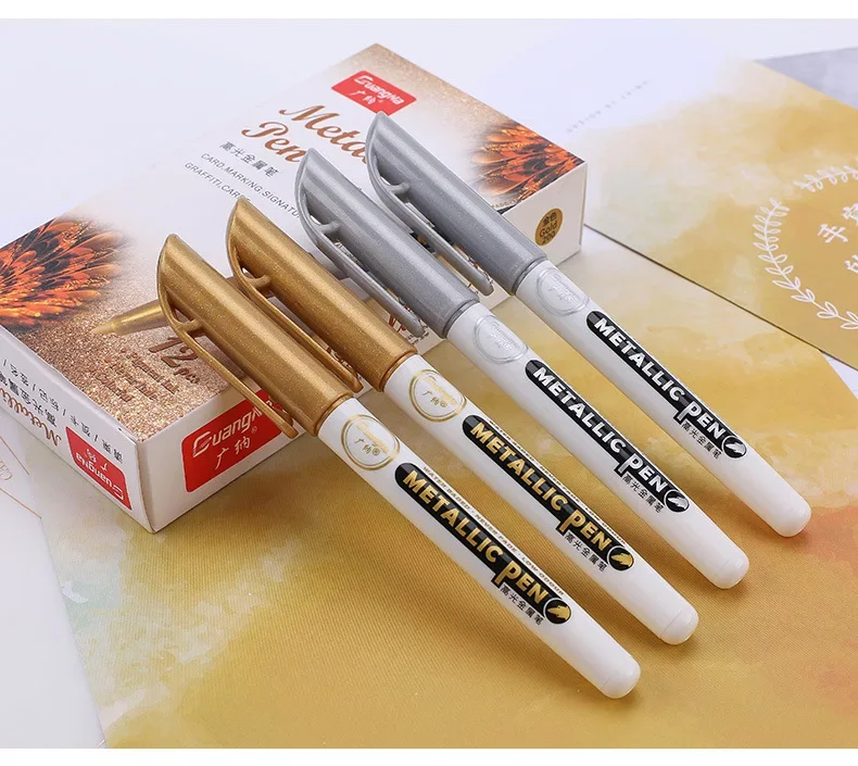 6pcs Gold Silver Metallic Pen Resin Drawing Pen Acrylic Paint Highlights Permanent Marker For DIY Epoxy Resin Crfat