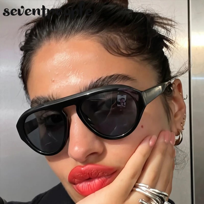 

Y2K Punk Pilot Shield Sunglasses Women 2026 Luxury Brand Vintage Steampunk Oval Sun Glasses For Ladies Trendy Outdoor Shades