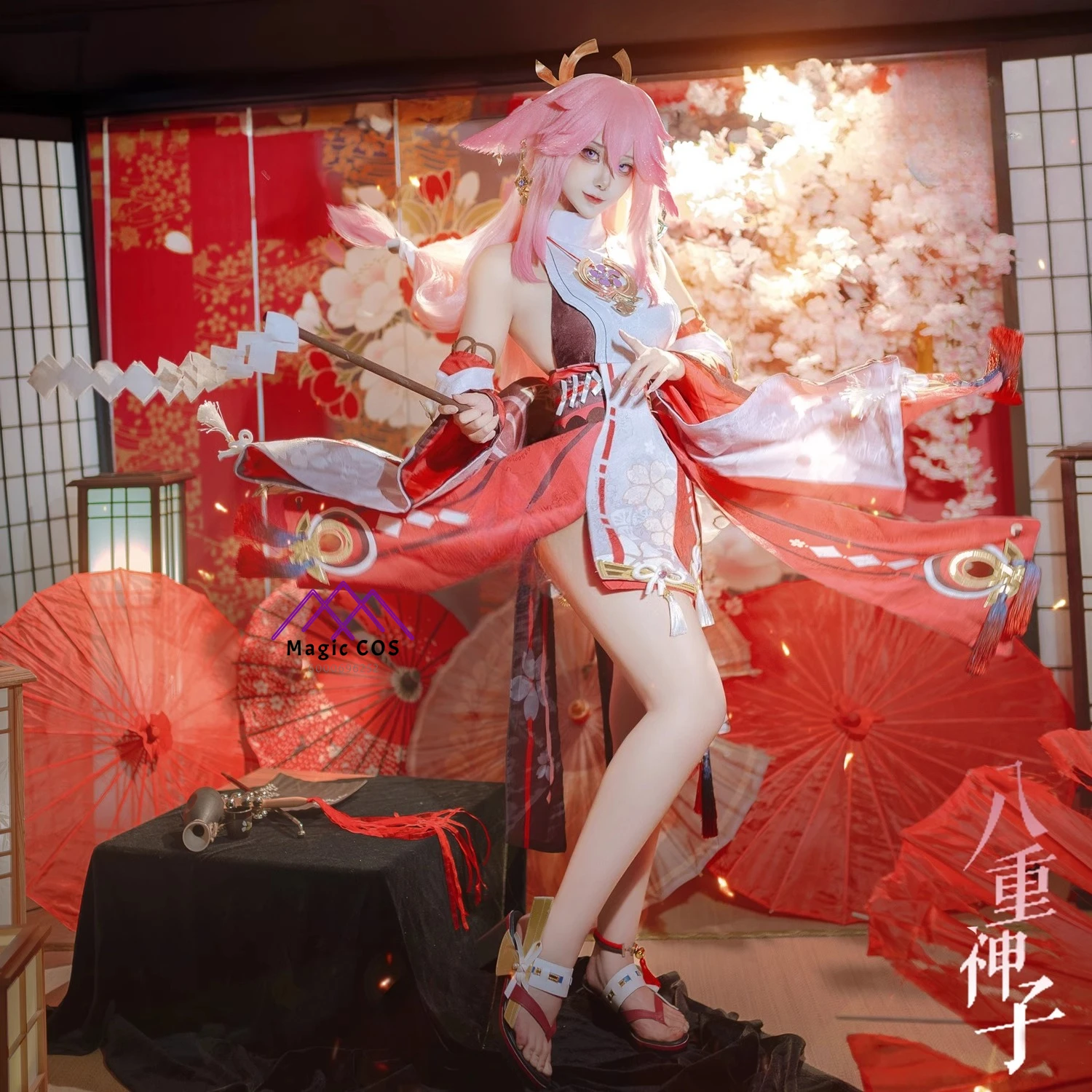 

Game Genshin Impact Cosplay Costume Anime Yae Miko High Quality Role Playing Clothes for Women Adult Comic Con Party Outfit Wig