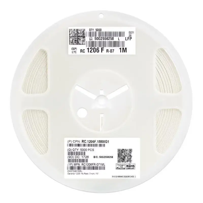 100 قطعة 1% 1206 SMD المقاوم 0R ~ 10M 1/4W 0.1 1 10 100 150 220 330 أوم 1K 2.2K 4.7K 10K 100K 1R 10R 100R 150R 220R 330R 1M