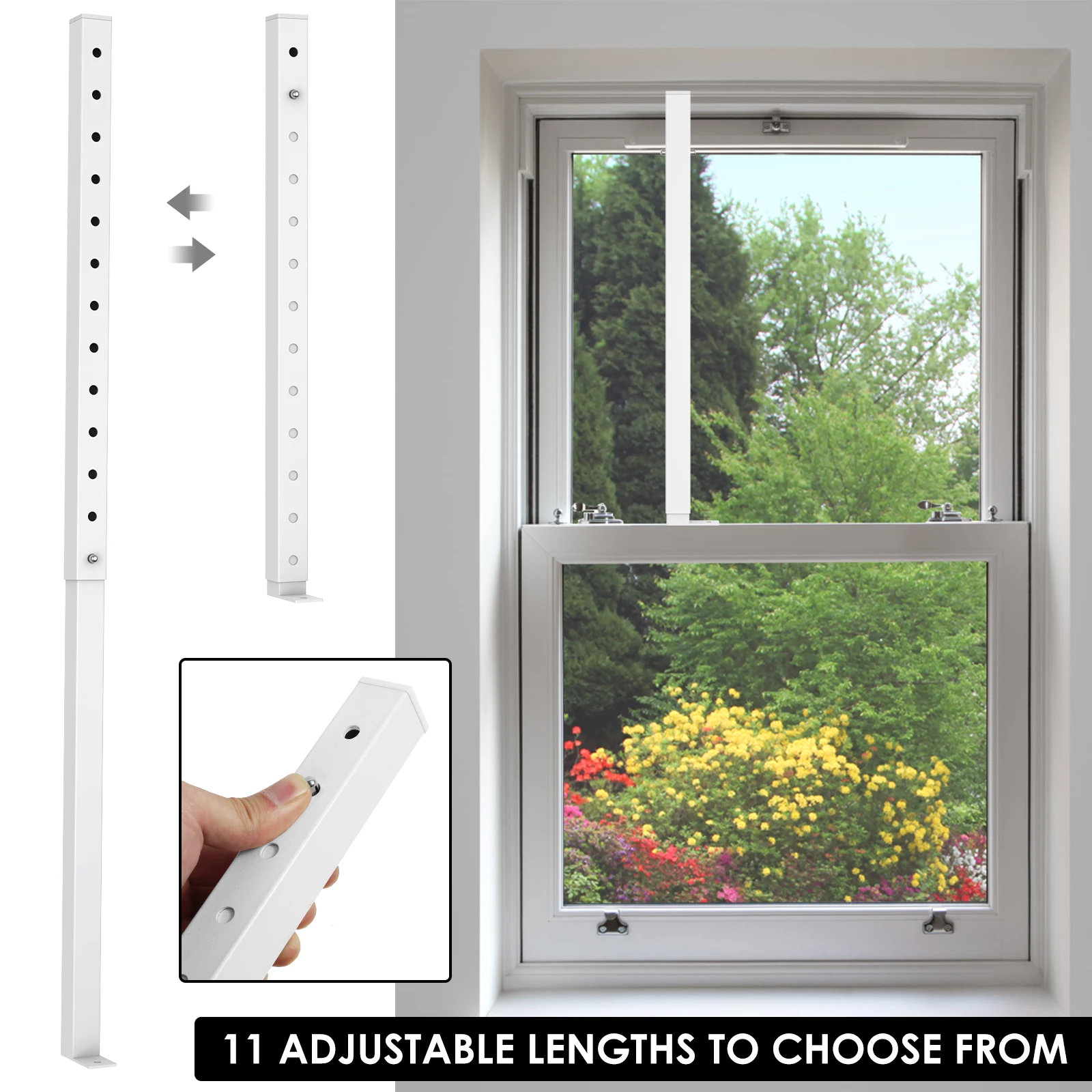 Picture 6: Window Lock Bar Adjustable Security Bar Metal Window Stopper For Child Safety Sliding Door Safety Rail Extends from 16-29inch