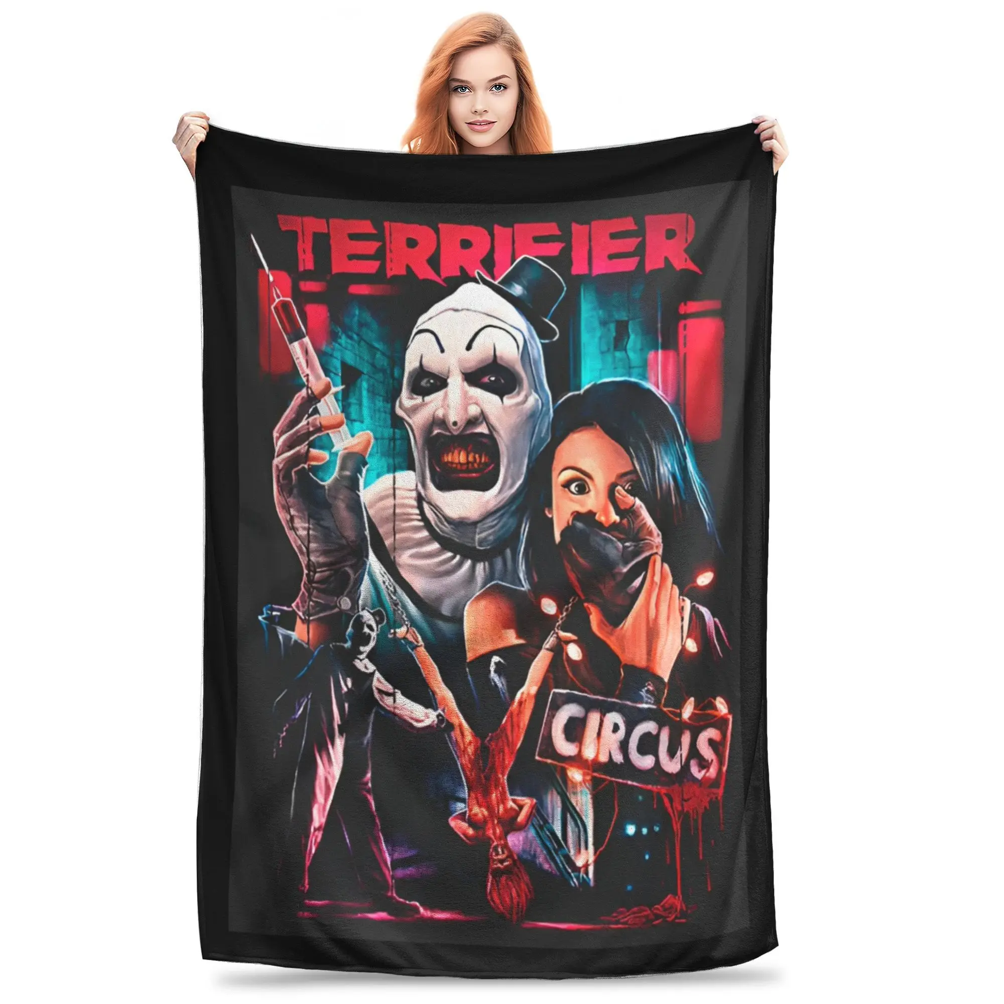 Terrifier 3 Horror Clown Plush Blanket  Vintage Throw Blanket for Home Hotel Sofa  150*125cm Plush Thin Quilt