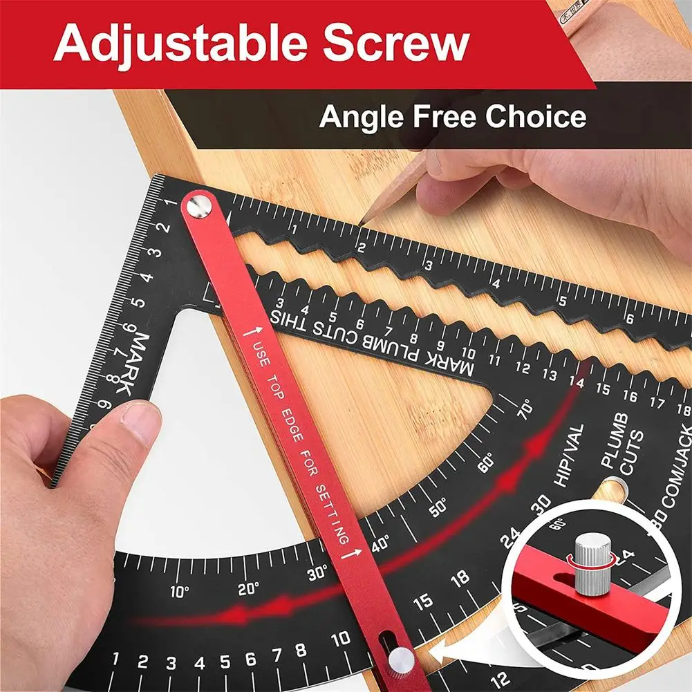 Triangle Ruler Extension Rod Aluminum Alloy Angle Protractor Speed Inch Square Measuring Ruler For Building Framing Tools