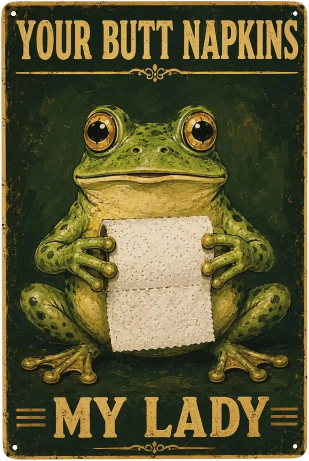 Frog Vintage Metal Tin Sign Wall Decor, 12 X 8 Inch, For Bathroom And Restroom Decor