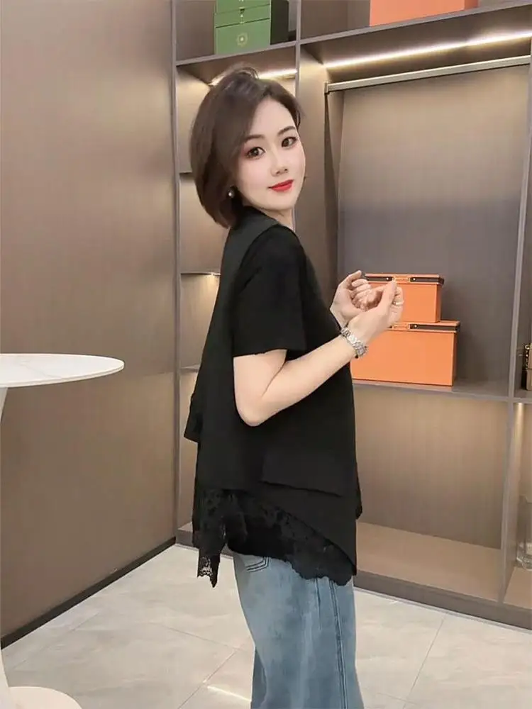 เสื้อกั๊กลูกไม้เกาหลีสเลผู้หญิงแฟชั่นอเนกประสงค์ฤดูร้อนดีไซน์ใหม่ความรู้สึกขนาดเล็กคุณภาพสูงความรู้สึกระดับท็อป