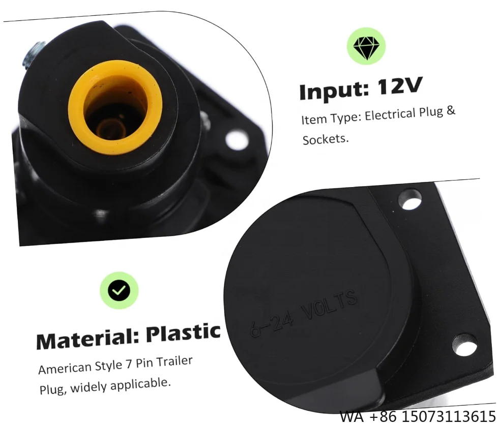 7-Pin Blade Socket to 12V Power Adapter with Dustproof Cover for RVs Cars
