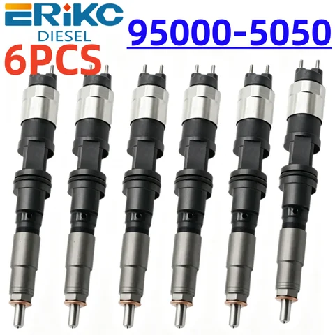 6PC RE516540 RE507860 Fuel Injector 095000-5050 095000-5051 095000-5052 for John Deere Feller Buncher 643K 843K ERIKC New