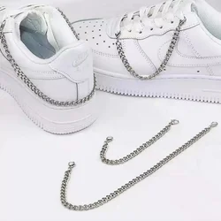 New Sneaker Decorations Creative Shoes Jewelry Silver Shoe Chain Charm Stainless Steel Shoe Chain Charms DIY Shoes Buckles