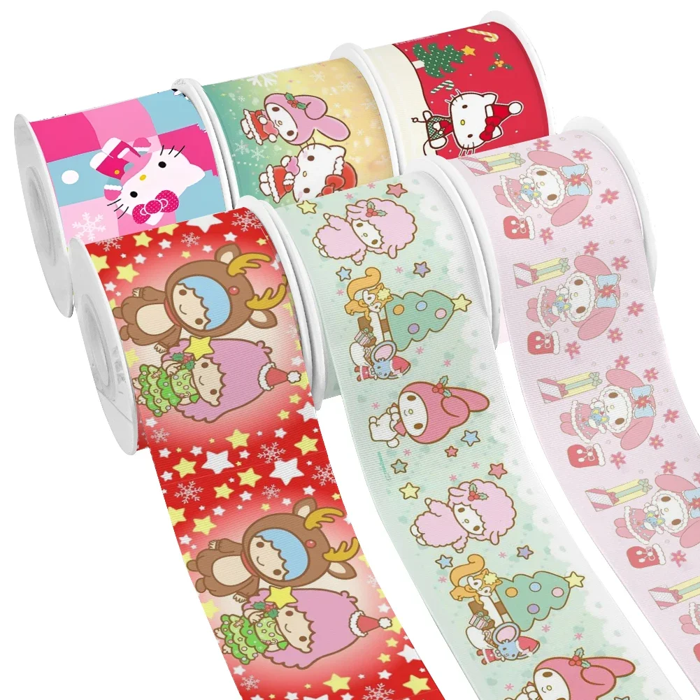 Little Twin Star Christmas Cartoon Melody Sanrio 10yards Character Printed Grosgrain Ribbon for DIY Girl Hair Bows Satin Ribbon