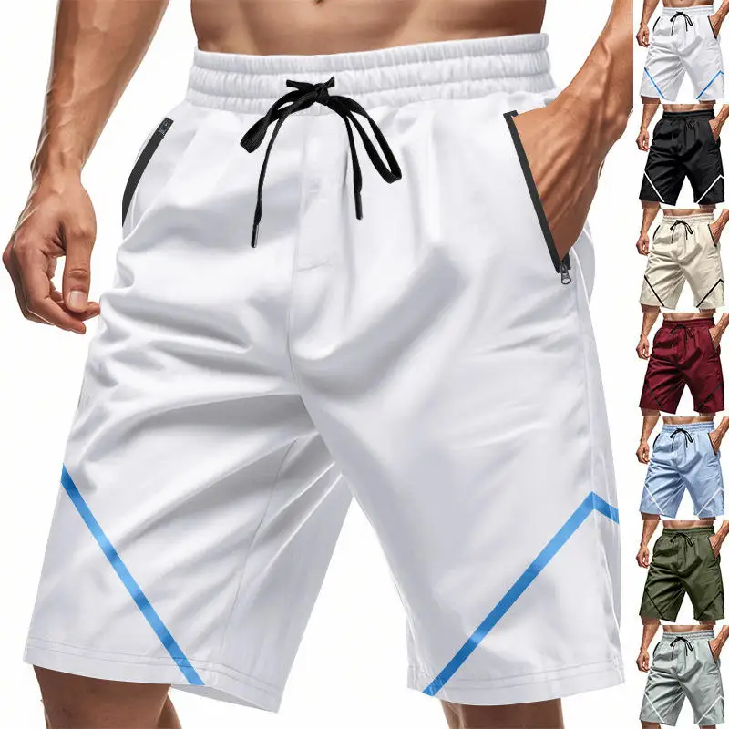 

Мужские повседневные баскетбольные пляжные шорты, быстросохнущие, свободного кроя, длиной пять дюймов, спортивные летние шорты из неэластичной тканой ткани