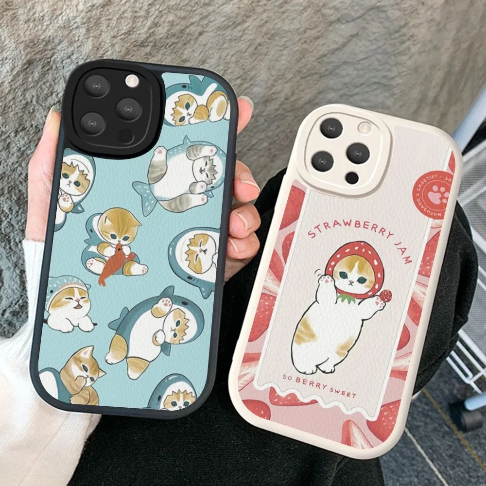 

Classic Mofusand Phone Case Hard Leather For IPhone 16 15 14 13 12 Mini 11 14 Pro Max Xs X Xr 7 8 Plus Fundas