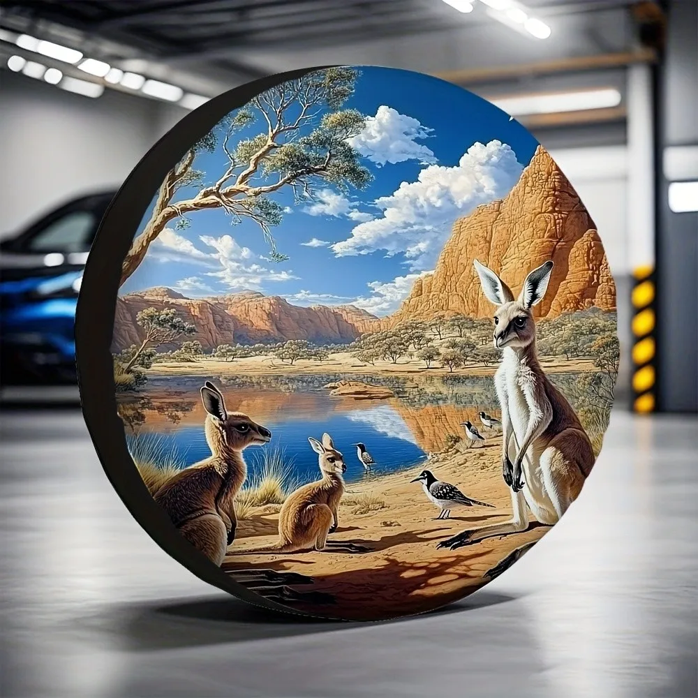 

Чехол для шин Australian Kangaroo Landscape из прочного полиэстера с плоским принтом для уличной парковки