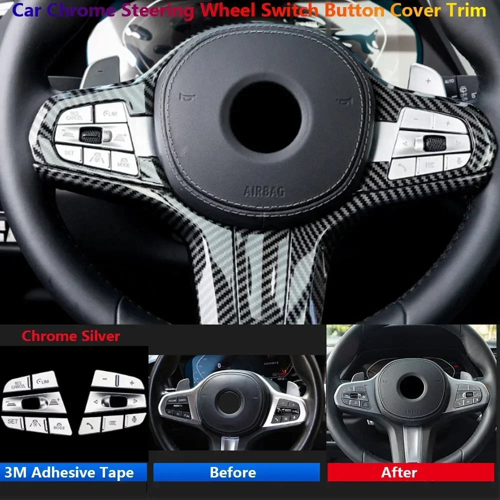 

For BMW 3 4 5 6 Series GT X3 X4 X5 X6 X7 Z4 G30 G20 G22 G32 G01 G02 G05 G06 Car Steering Wheel Panel Interior Sticker Trim Cover