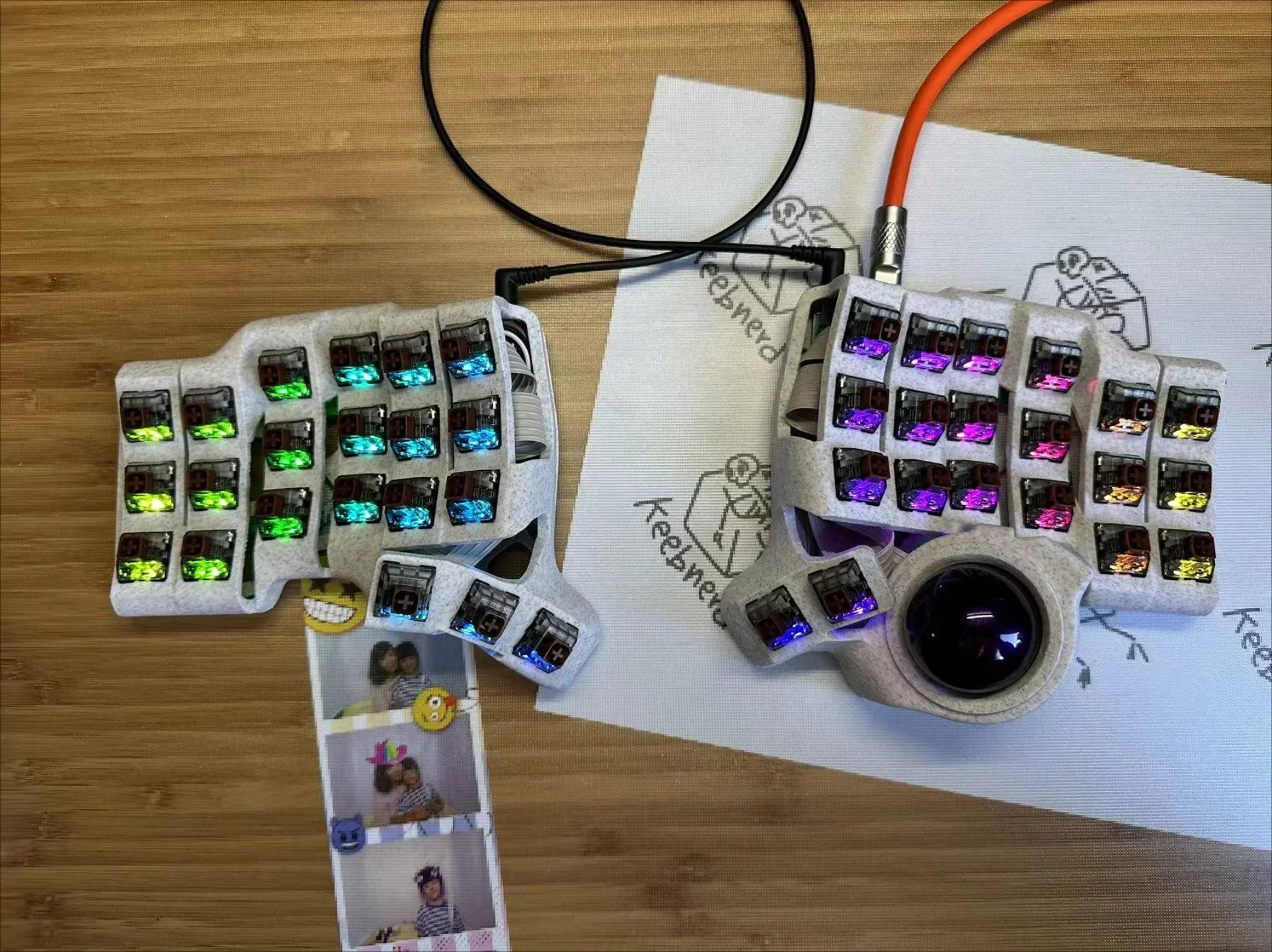 Charybdis Mini Curved Split Keyboard Kit 3x6 with Trackball Custom Wired Single-mode Three-D TBK Mini Split Mechanical Keyboard